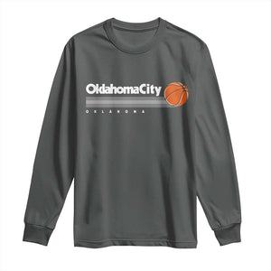 Retro Oklahoma City Basketball Long Sleeve Shirt Vintage OKC Hoops Lover Sports Fan TS02 Dark Heather Print Your Wear