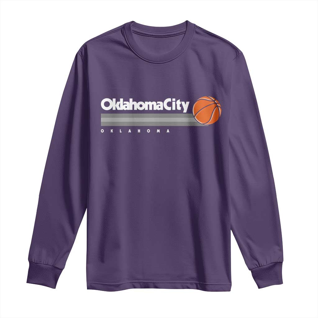 Retro Oklahoma City Basketball Long Sleeve Shirt Vintage OKC Hoops Lover Sports Fan TS02 Purple Print Your Wear
