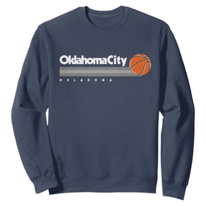 Retro Oklahoma City Basketball Sweatshirt Vintage OKC Hoops Lover Sports Fan TS02 Navy Print Your Wear