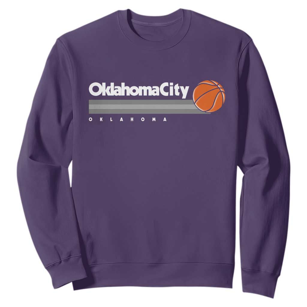 Retro Oklahoma City Basketball Sweatshirt Vintage OKC Hoops Lover Sports Fan TS02 Purple Print Your Wear