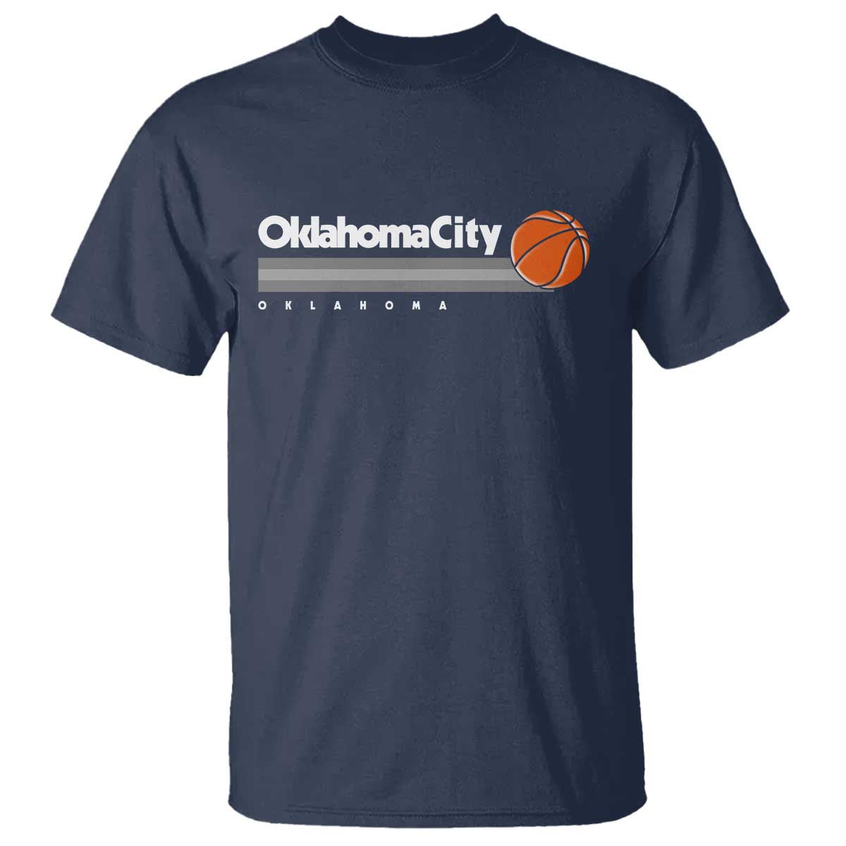 Retro Oklahoma City Basketball T Shirt Vintage OKC Hoops Lover Sports Fan TS02 Navy Print Your Wear