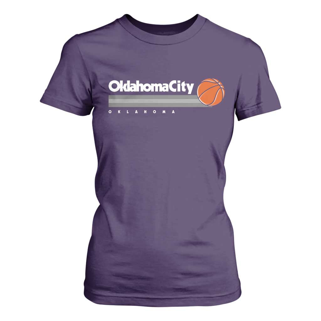 Retro Oklahoma City Basketball T Shirt For Women Vintage OKC Hoops Lover Sports Fan TS02 Purple Print Your Wear