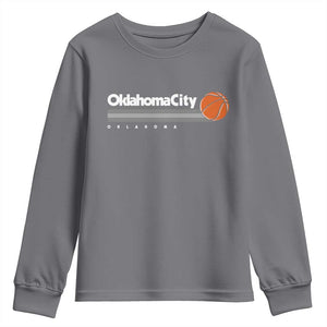 Retro Oklahoma City Basketball Youth Sweatshirt Vintage OKC Hoops Lover Sports Fan TS02 Charcoal Print Your Wear