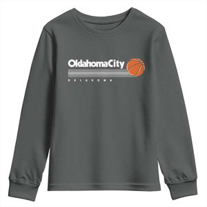 Retro Oklahoma City Basketball Youth Sweatshirt Vintage OKC Hoops Lover Sports Fan TS02 Dark Heather Print Your Wear