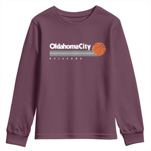 Retro Oklahoma City Basketball Youth Sweatshirt Vintage OKC Hoops Lover Sports Fan TS02 Maroon Print Your Wear