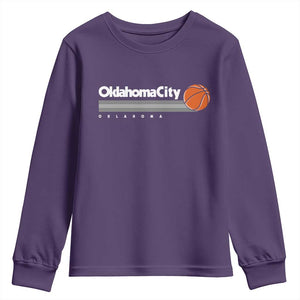 Retro Oklahoma City Basketball Youth Sweatshirt Vintage OKC Hoops Lover Sports Fan TS02 Purple Print Your Wear
