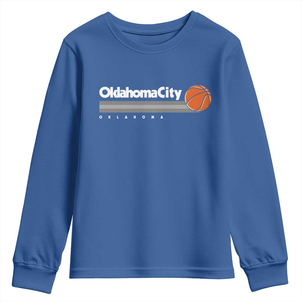 Retro Oklahoma City Basketball Youth Sweatshirt Vintage OKC Hoops Lover Sports Fan TS02 Royal Blue Print Your Wear