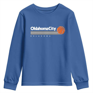 Retro Oklahoma City Basketball Youth Sweatshirt Vintage OKC Hoops Lover Sports Fan TS02 Royal Blue Print Your Wear