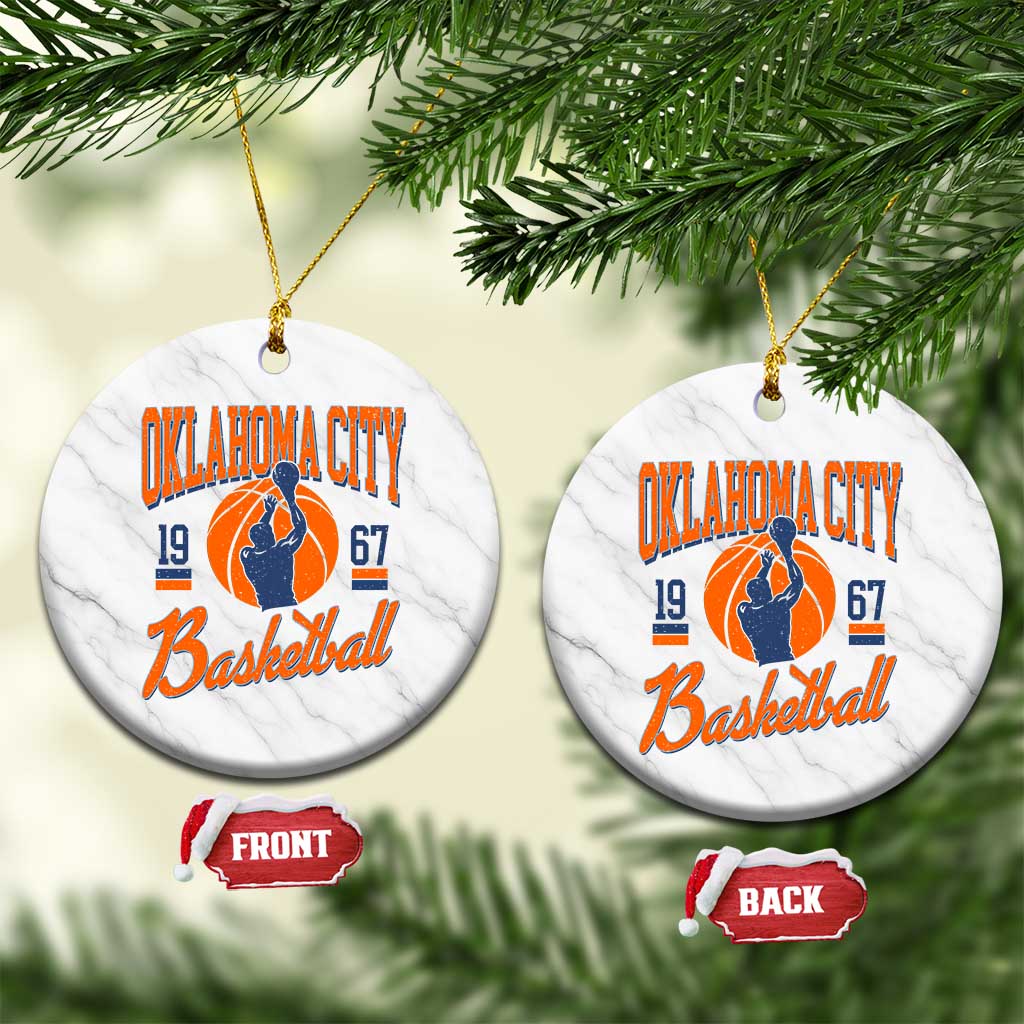 Retro Oklahoma City Basketball Ceramic Ornament Vintage OKC Since 1967 Hoops Lover Sports Fan TS02 1pc White Marble Print Your Wear