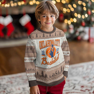 Retro Oklahoma City Basketball Ugly Christmas Sweater Vintage OKC Since 1967 Hoops Lover Sports Fan TS02 Mocha Mousse Print Your Wear