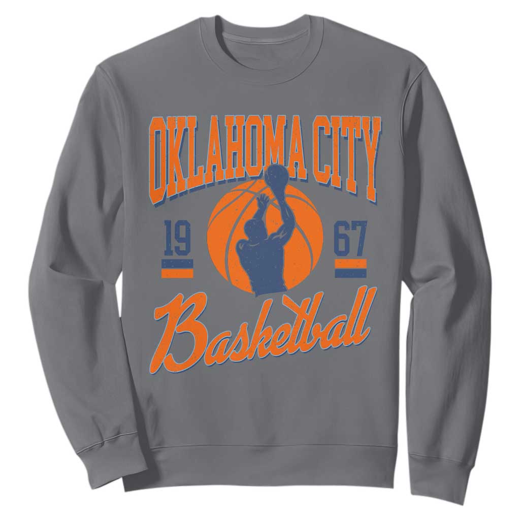 Retro Oklahoma City Basketball Sweatshirt Vintage OKC Since 1967 Hoops Lover Sports Fan TS02 Charcoal Print Your Wear