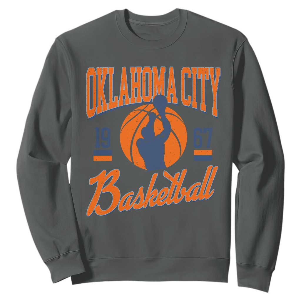 Retro Oklahoma City Basketball Sweatshirt Vintage OKC Since 1967 Hoops Lover Sports Fan TS02 Dark Heather Print Your Wear