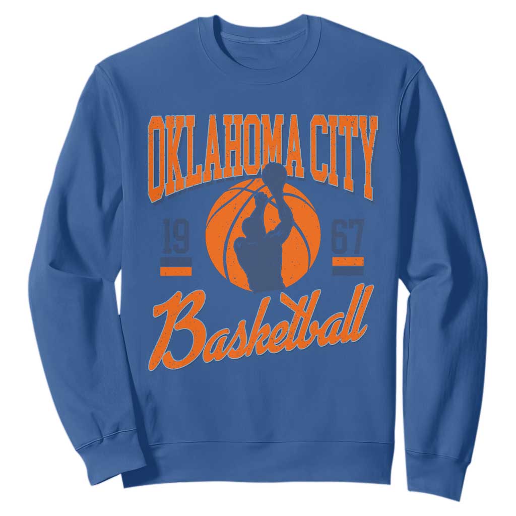 Retro Oklahoma City Basketball Sweatshirt Vintage OKC Since 1967 Hoops Lover Sports Fan TS02 Royal Blue Print Your Wear
