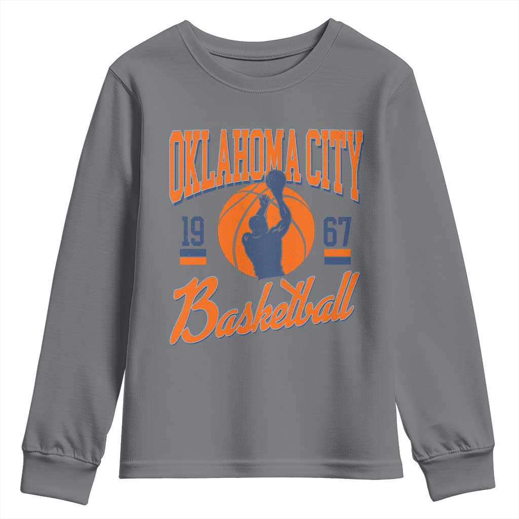 Retro Oklahoma City Basketball Youth Sweatshirt Vintage OKC Since 1967 Hoops Lover Sports Fan TS02 Charcoal Print Your Wear