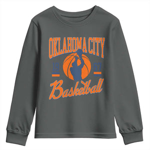 Retro Oklahoma City Basketball Youth Sweatshirt Vintage OKC Since 1967 Hoops Lover Sports Fan TS02 Dark Heather Print Your Wear