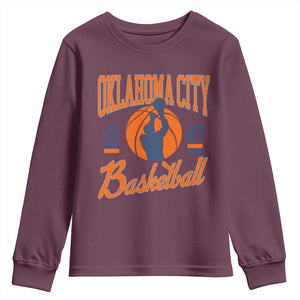 Retro Oklahoma City Basketball Youth Sweatshirt Vintage OKC Since 1967 Hoops Lover Sports Fan TS02 Maroon Print Your Wear