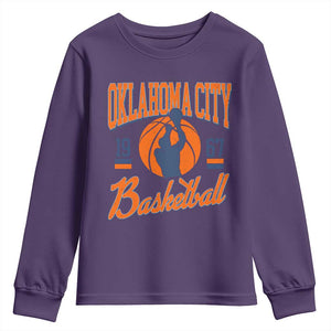 Retro Oklahoma City Basketball Youth Sweatshirt Vintage OKC Since 1967 Hoops Lover Sports Fan TS02 Purple Print Your Wear