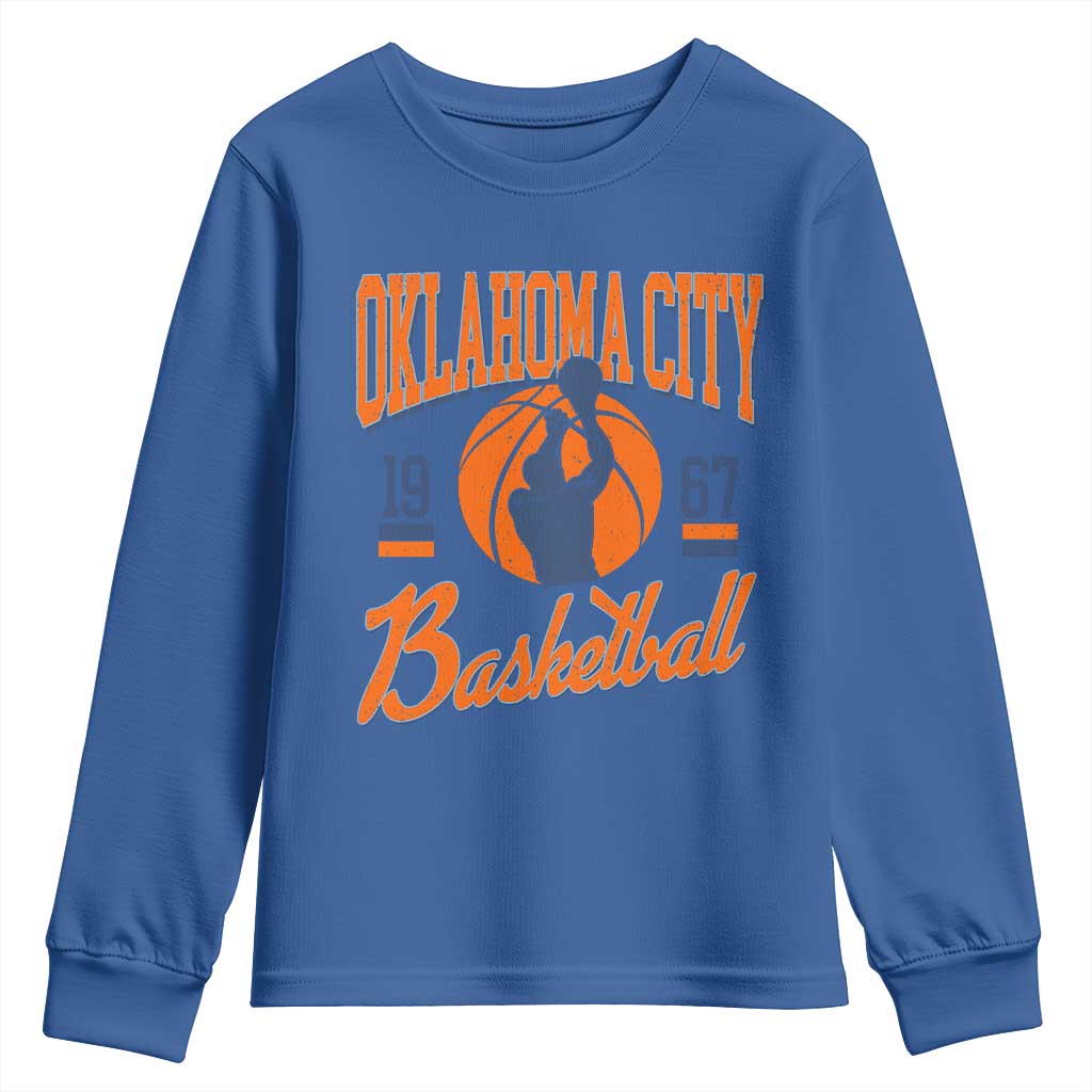 Retro Oklahoma City Basketball Youth Sweatshirt Vintage OKC Since 1967 Hoops Lover Sports Fan TS02 Royal Blue Print Your Wear