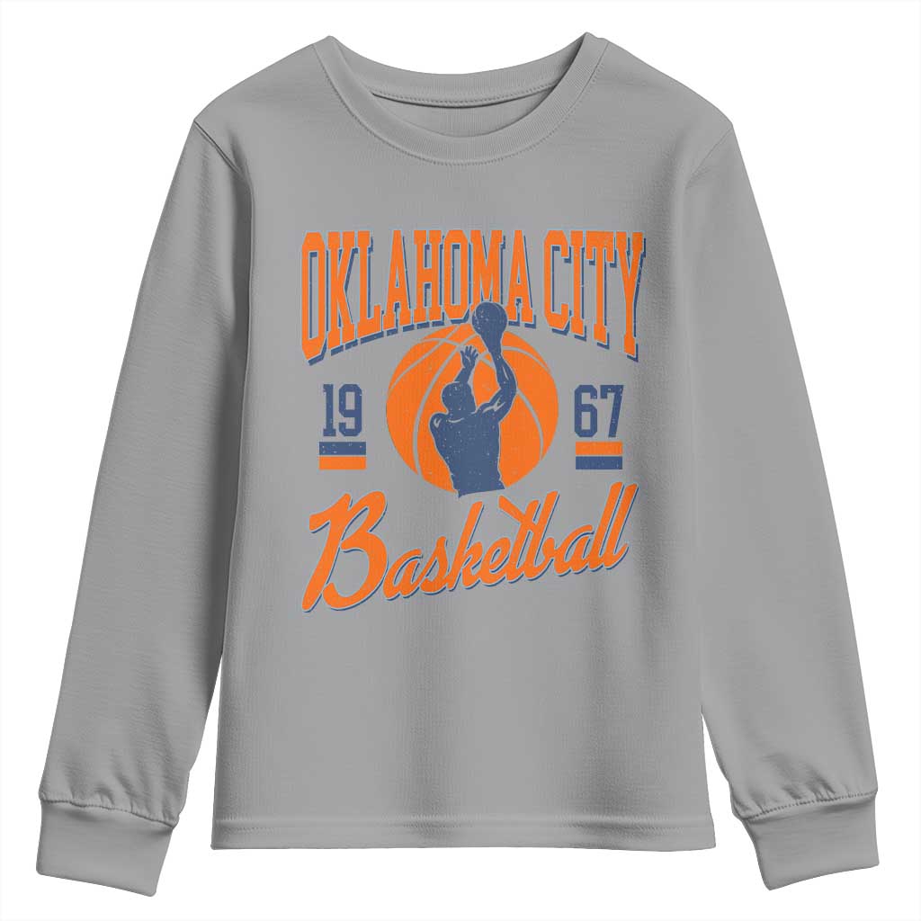 Retro Oklahoma City Basketball Youth Sweatshirt Vintage OKC Since 1967 Hoops Lover Sports Fan TS02 Sport Gray Print Your Wear