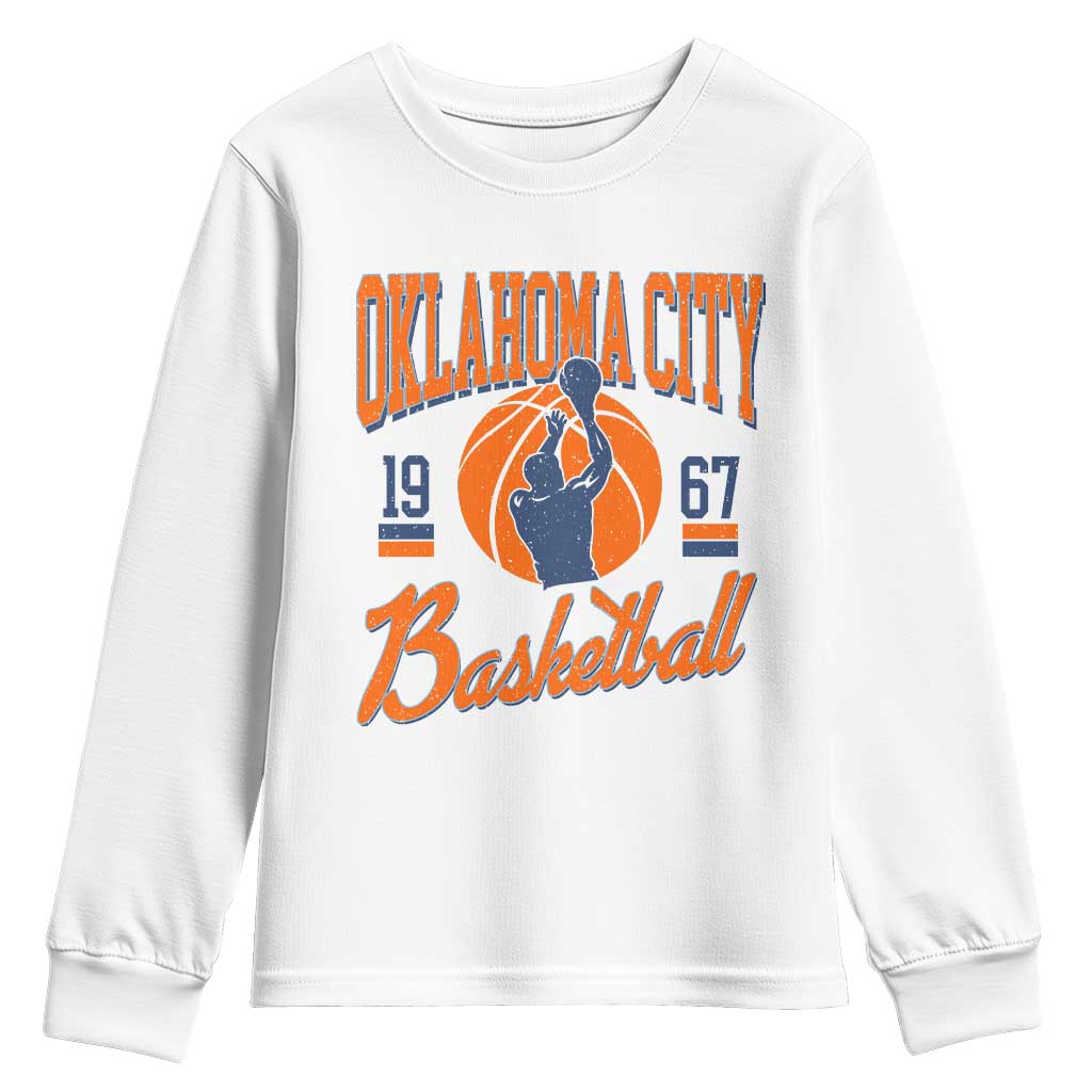 Retro Oklahoma City Basketball Youth Sweatshirt Vintage OKC Since 1967 Hoops Lover Sports Fan TS02 White Print Your Wear
