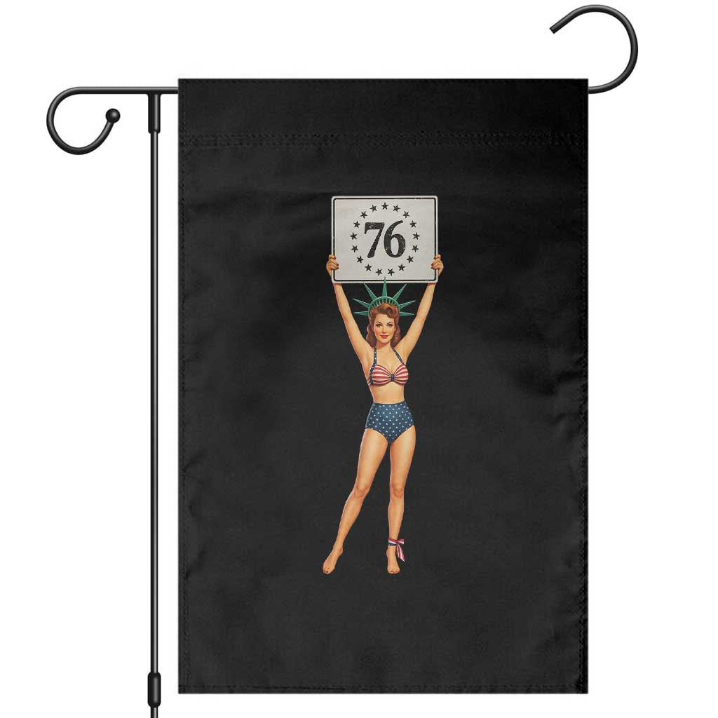Vintage Patriotic Pin Up Girl 1776 Garden Flag Statue of Liberty Retro Americana Graphic TS02 Black Print Your Wear