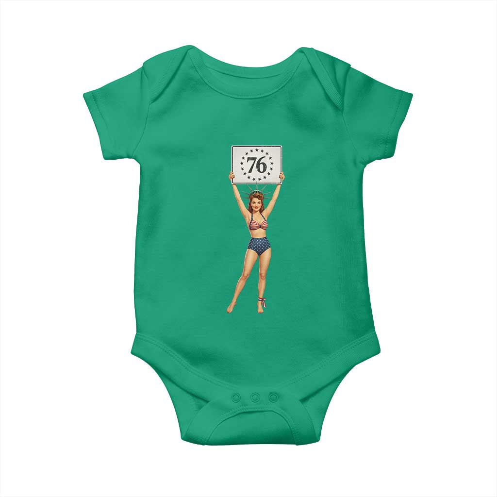 Vintage Patriotic Pin Up Girl 1776 Baby Onesie Statue of Liberty Retro Americana Graphic