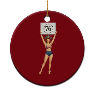 Vintage Patriotic Pin Up Girl 1776 Ceramic Ornament Statue of Liberty Retro Americana Graphic