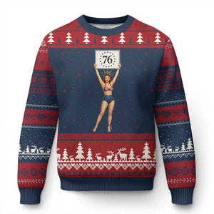 Vintage Patriotic Pin Up Girl 1776 Ugly Christmas Sweater Statue of Liberty Retro Americana Graphic