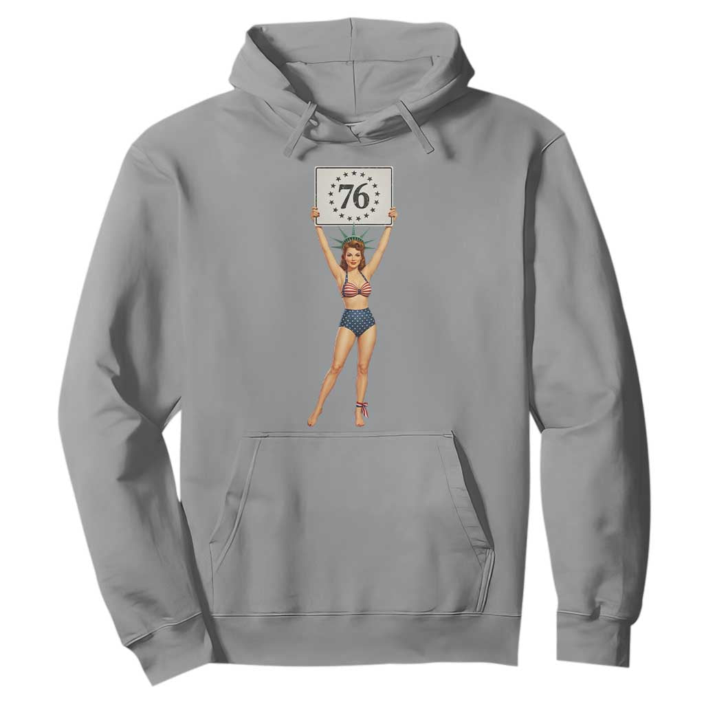 Vintage Patriotic Pin Up Girl 1776 Hoodie Statue of Liberty Retro Americana Graphic