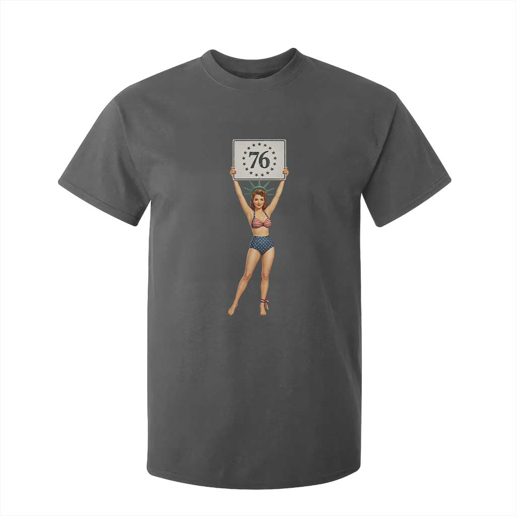 Vintage Patriotic Pin Up Girl 1776 T Shirt For Kid Statue of Liberty Retro Americana Graphic