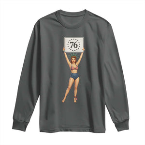 Vintage Patriotic Pin Up Girl 1776 Long Sleeve Shirt Statue of Liberty Retro Americana Graphic