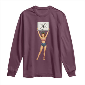 Vintage Patriotic Pin Up Girl 1776 Long Sleeve Shirt Statue of Liberty Retro Americana Graphic