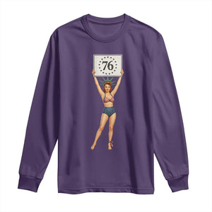 Vintage Patriotic Pin Up Girl 1776 Long Sleeve Shirt Statue of Liberty Retro Americana Graphic