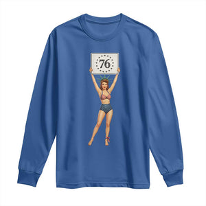 Vintage Patriotic Pin Up Girl 1776 Long Sleeve Shirt Statue of Liberty Retro Americana Graphic