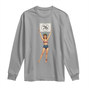 Vintage Patriotic Pin Up Girl 1776 Long Sleeve Shirt Statue of Liberty Retro Americana Graphic