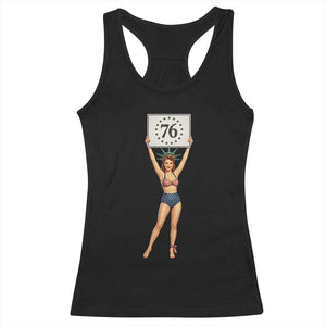 Vintage Patriotic Pin Up Girl 1776 Racerback Tank Top Statue of Liberty Retro Americana Graphic