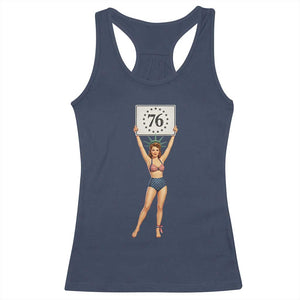 Vintage Patriotic Pin Up Girl 1776 Racerback Tank Top Statue of Liberty Retro Americana Graphic