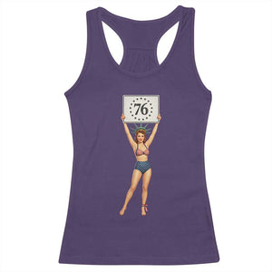 Vintage Patriotic Pin Up Girl 1776 Racerback Tank Top Statue of Liberty Retro Americana Graphic