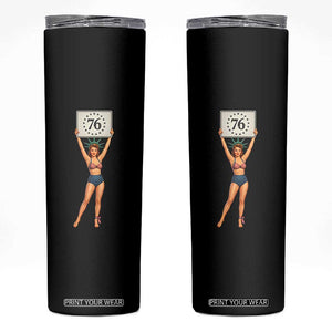 Vintage Patriotic Pin Up Girl 1776 Skinny Tumbler Statue of Liberty Retro Americana Graphic