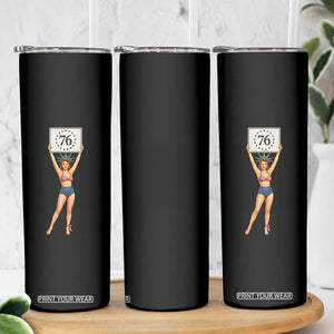 Vintage Patriotic Pin Up Girl 1776 Skinny Tumbler Statue of Liberty Retro Americana Graphic