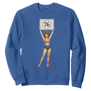 Vintage Patriotic Pin Up Girl 1776 Sweatshirt Statue of Liberty Retro Americana Graphic
