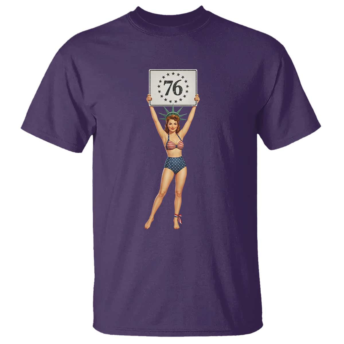 Vintage Patriotic Pin Up Girl 1776 T Shirt Statue of Liberty Retro Americana Graphic