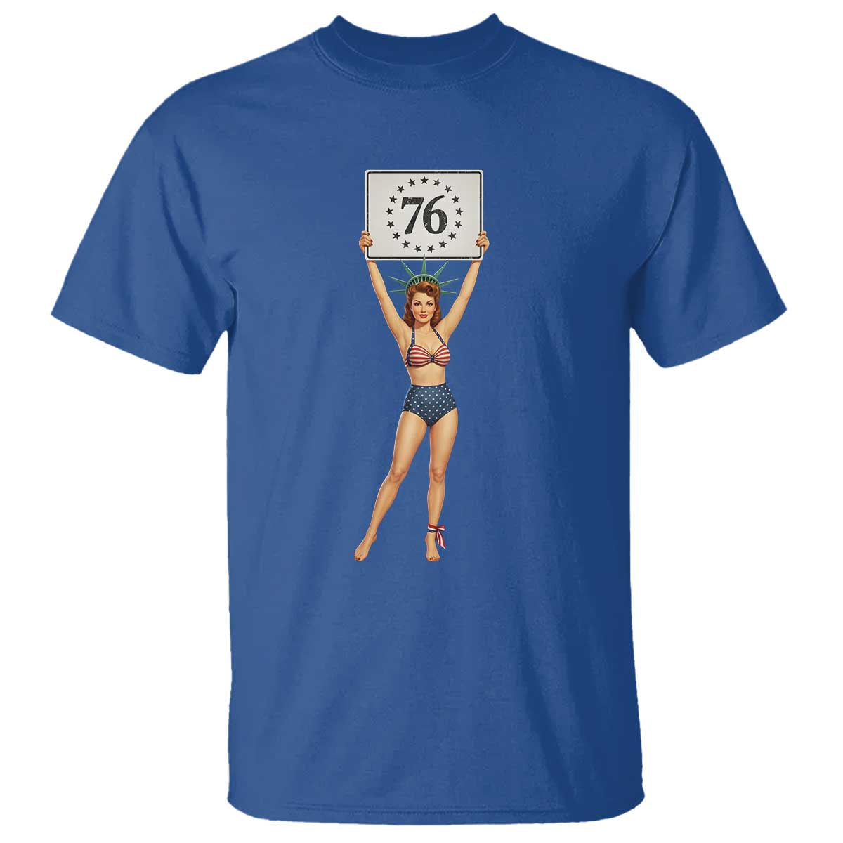 Vintage Patriotic Pin Up Girl 1776 T Shirt Statue of Liberty Retro Americana Graphic
