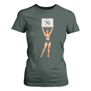 Vintage Patriotic Pin Up Girl 1776 T Shirt For Women Statue of Liberty Retro Americana Graphic