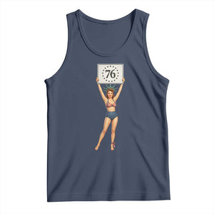 Vintage Patriotic Pin Up Girl 1776 Tank Top Statue of Liberty Retro Americana Graphic