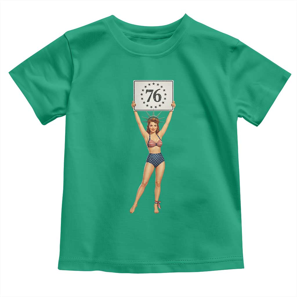 Vintage Patriotic Pin Up Girl 1776 Toddler T Shirt Statue of Liberty Retro Americana Graphic