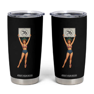 Vintage Patriotic Pin Up Girl 1776 Tumbler Cup Statue of Liberty Retro Americana Graphic