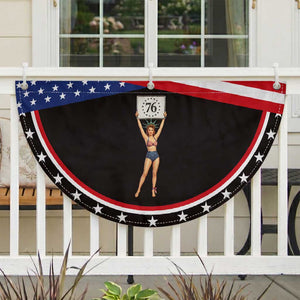 Vintage Pin Up Girl 1776 Patriotic Fan Flag Statue of Liberty Retro Americana Graphic