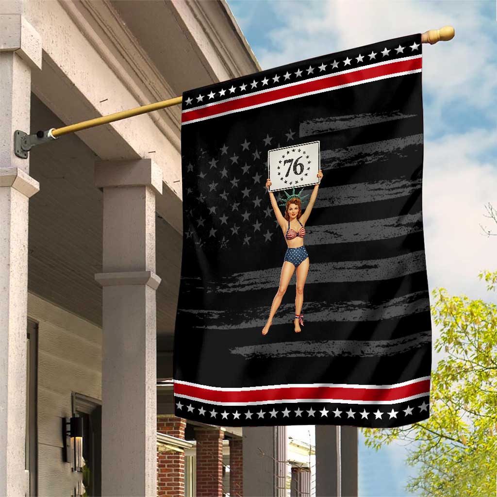 Vintage Pin Up Girl 1776 Patriotic Garden Flag Statue of Liberty Retro Americana Graphic