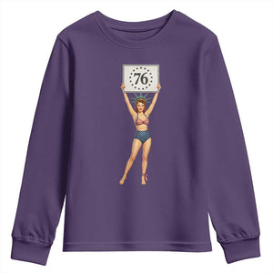 Vintage Patriotic Pin Up Girl 1776 Youth Sweatshirt Statue of Liberty Retro Americana Graphic